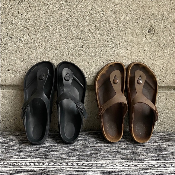 Birkenstock Shoes - 2xBirkenstock Gizeh (one mocha & one EVA in
Black)